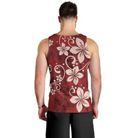 Plumeria Floral Tapa Pattern Oxblood Red Men Tank Top LT01 - Polynesian Pride