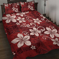 Plumeria Floral Tapa Pattern Oxblood Red Quilt Bed Set LT01 Red - Polynesian Pride