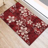 Plumeria Floral Tapa Pattern Oxblood Red Rubber Doormat LT01 - Polynesian Pride