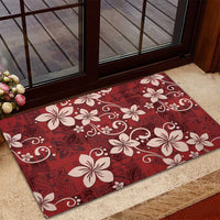 Plumeria Floral Tapa Pattern Oxblood Red Rubber Doormat LT01 - Polynesian Pride