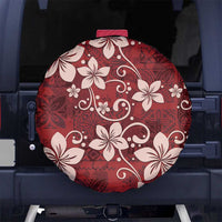Plumeria Floral Tapa Pattern Oxblood Red Spare Tire Cover LT01 - Polynesian Pride