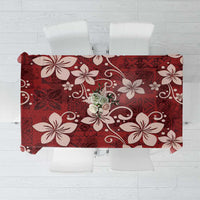 Plumeria Floral Tapa Pattern Oxblood Red Tablecloth LT01 Red - Polynesian Pride