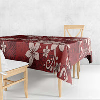 Plumeria Floral Tapa Pattern Oxblood Red Tablecloth LT01 - Polynesian Pride