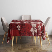 Plumeria Floral Tapa Pattern Oxblood Red Tablecloth LT01 - Polynesian Pride