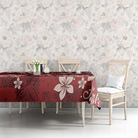Plumeria Floral Tapa Pattern Oxblood Red Tablecloth LT01 - Polynesian Pride
