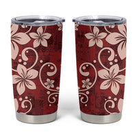 Plumeria Floral Tapa Pattern Oxblood Red Tumbler Cup LT01 Red - Polynesian Pride