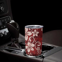 Plumeria Floral Tapa Pattern Oxblood Red Tumbler Cup LT01 - Polynesian Pride