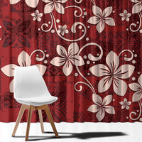 Plumeria Floral Tapa Pattern Oxblood Red Window Curtain LT01 - Polynesian Pride