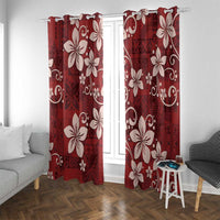 Plumeria Floral Tapa Pattern Oxblood Red Window Curtain LT01 With Grommets Red - Polynesian Pride