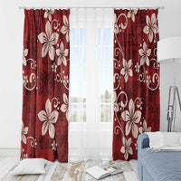 Plumeria Floral Tapa Pattern Oxblood Red Window Curtain LT01 - Polynesian Pride