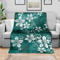 Plumeria Floral Tapa Pattern Crystal Teal Blanket LT01 - Polynesian Pride