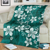 Plumeria Floral Tapa Pattern Crystal Teal Blanket LT01 - Polynesian Pride