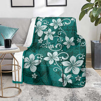 Plumeria Floral Tapa Pattern Crystal Teal Blanket LT01 - Polynesian Pride