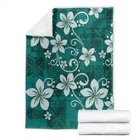 Plumeria Floral Tapa Pattern Crystal Teal Blanket LT01 - Polynesian Pride