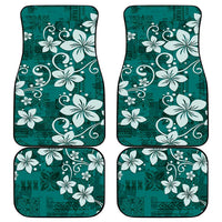 Plumeria Floral Tapa Pattern Crystal Teal Car Mats LT01 - Polynesian Pride