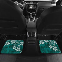 Plumeria Floral Tapa Pattern Crystal Teal Car Mats LT01 Set 2pcs - Back Teal - Polynesian Pride