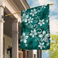 Plumeria Floral Tapa Pattern Crystal Teal Garden Flag LT01 House Flag Teal - Polynesian Pride