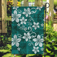 Plumeria Floral Tapa Pattern Crystal Teal Garden Flag LT01 Garden Flag Teal - Polynesian Pride