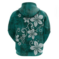 Plumeria Floral Tapa Pattern Crystal Teal Hoodie LT01 - Polynesian Pride