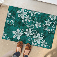 Plumeria Floral Tapa Pattern Crystal Teal Rubber Doormat LT01 - Polynesian Pride