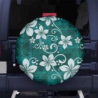 Plumeria Floral Tapa Pattern Crystal Teal Spare Tire Cover LT01 - Polynesian Pride