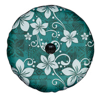 Plumeria Floral Tapa Pattern Crystal Teal Spare Tire Cover LT01 - Polynesian Pride