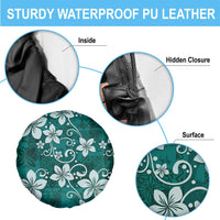 Plumeria Floral Tapa Pattern Crystal Teal Spare Tire Cover LT01 - Polynesian Pride