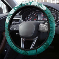 Plumeria Floral Tapa Pattern Crystal Teal Steering Wheel Cover LT01 - Polynesian Pride