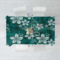 Plumeria Floral Tapa Pattern Crystal Teal Tablecloth LT01 Teal - Polynesian Pride