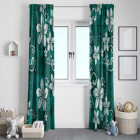 Plumeria Floral Tapa Pattern Crystal Teal Window Curtain LT01 - Polynesian Pride