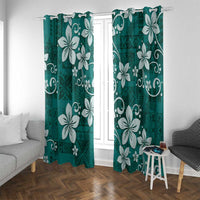 Plumeria Floral Tapa Pattern Crystal Teal Window Curtain LT01 With Grommets Teal - Polynesian Pride