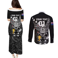 Custom New Zealand Silver Fern Rugby Couples Matching Puletasi Dress and Long Sleeve Button Shirt Aotearoa Champion 2023 World Cup LT01 - Polynesian Pride