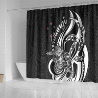 New Zealand Waitangi Day Shower Curtain Aotearoa Te Tiriti O Waitangi Kiwi Black Version LT01 - Polynesian Pride