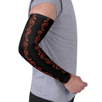 Hawaii Japan Koi Fish Red Arm Sleeves Tapa Pattern LT01 - Polynesian Pride