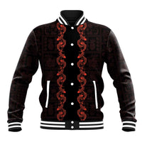 Hawaii Japan Koi Fish Red Baseball Jacket Tapa Pattern LT01 Unisex Red - Polynesian Pride