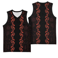 Hawaii Japan Koi Fish Red Basketball Jersey Tapa Pattern LT01 - Polynesian Pride