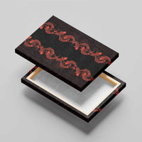 Hawaii Japan Koi Fish Red Canvas Wall Art Tapa Pattern - Polynesian Pride