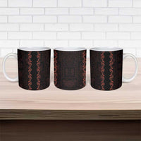 Hawaii Japan Koi Fish Red Ceramic Mug Tapa Pattern LT01 - Polynesian Pride