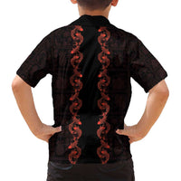 Hawaii Japan Koi Fish Red Family Matching Long Sleeve Bodycon Dress and Hawaiian Shirt Tapa Pattern - Polynesian Pride