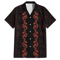 Hawaii Japan Koi Fish Red Family Matching Off The Shoulder Long Sleeve Dress and Hawaiian Shirt Tapa Pattern - Polynesian Pride