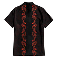 Hawaii Japan Koi Fish Red Family Matching Off The Shoulder Long Sleeve Dress and Hawaiian Shirt Tapa Pattern - Polynesian Pride