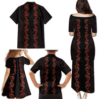 Hawaii Japan Koi Fish Red Family Matching Puletasi and Hawaiian Shirt Tapa Pattern LT01 - Polynesian Pride