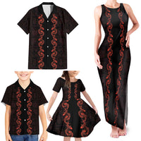 Hawaii Japan Koi Fish Red Family Matching Tank Maxi Dress and Hawaiian Shirt Tapa Pattern - Polynesian Pride