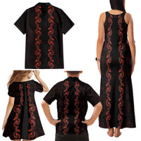 Hawaii Japan Koi Fish Red Family Matching Tank Maxi Dress and Hawaiian Shirt Tapa Pattern LT01 - Polynesian Pride