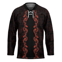 Hawaii Japan Koi Fish Red Hockey Jersey Tapa Pattern LT01 Unisex Red - Polynesian Pride