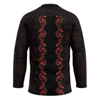 Hawaii Japan Koi Fish Red Hockey Jersey Tapa Pattern - Polynesian Pride