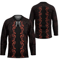 Hawaii Japan Koi Fish Red Hockey Jersey Tapa Pattern LT01 - Polynesian Pride