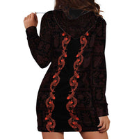 Hawaii Japan Koi Fish Red Hoodie Dress Tapa Pattern LT01 - Polynesian Pride