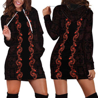 Hawaii Japan Koi Fish Red Hoodie Dress Tapa Pattern LT01 - Polynesian Pride