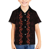 Hawaii Japan Koi Fish Red Kid Hawaiian Shirt Tapa Pattern LT01 Kid Red - Polynesian Pride